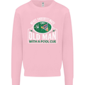 An Old Man With a Pool Cue Player Funny Mens Sweatshirt Jumper Light Pink