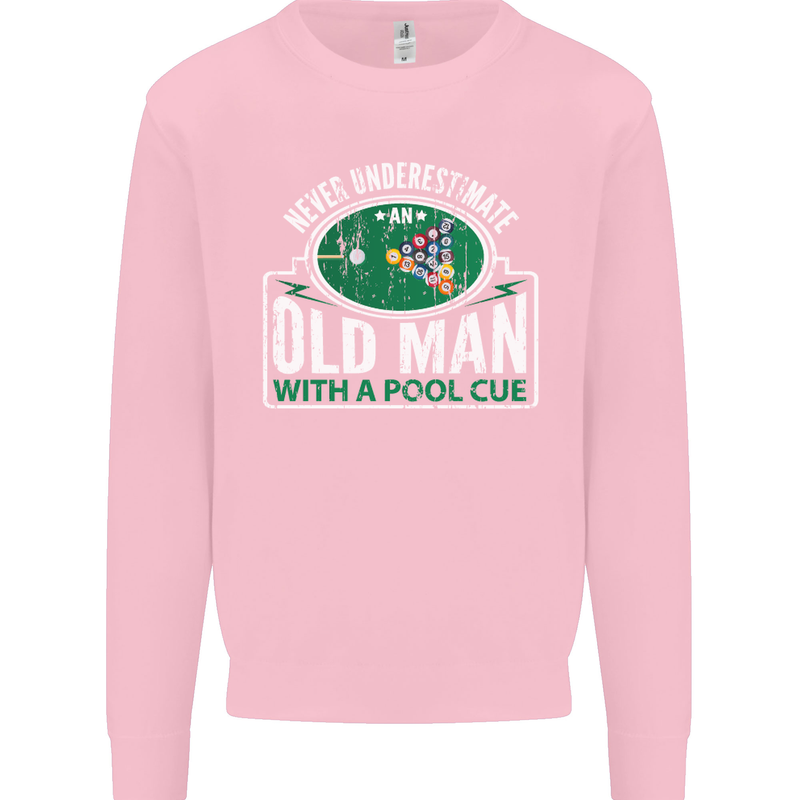 An Old Man With a Pool Cue Player Funny Mens Sweatshirt Jumper Light Pink