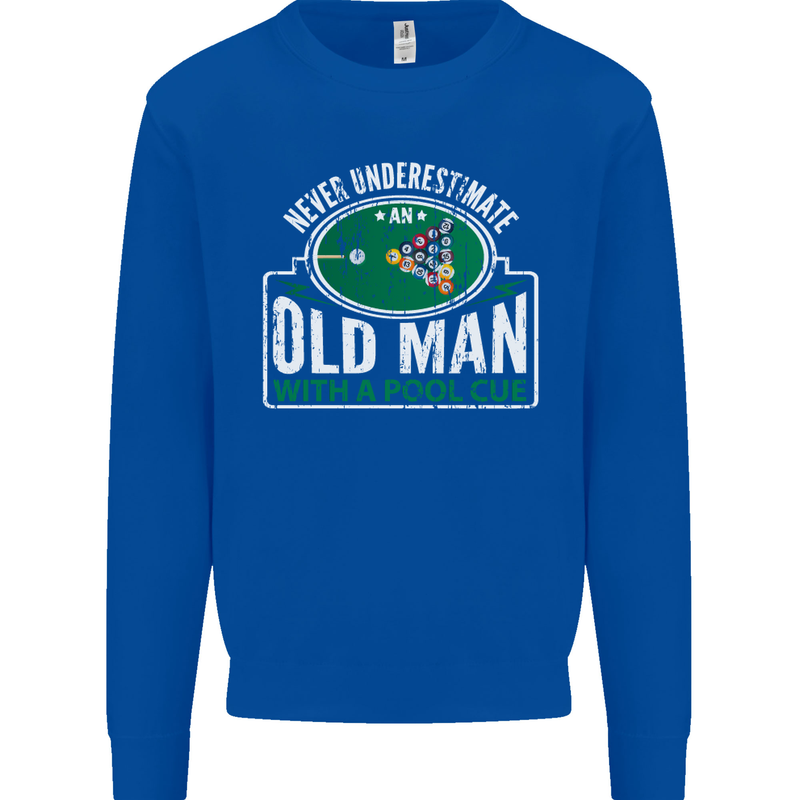 An Old Man With a Pool Cue Player Funny Mens Sweatshirt Jumper Royal Blue