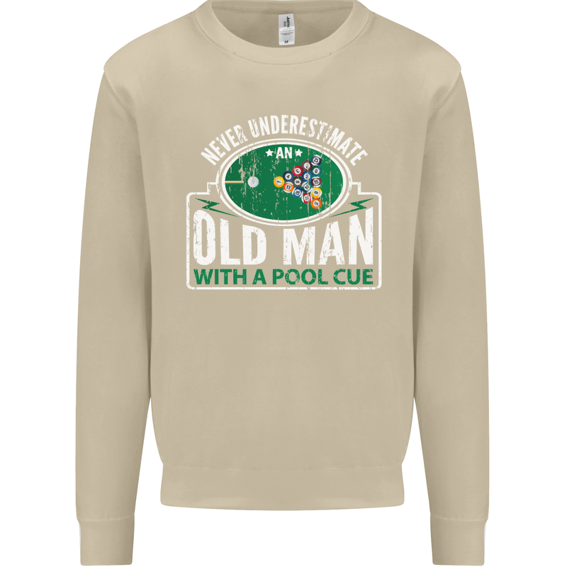An Old Man With a Pool Cue Player Funny Mens Sweatshirt Jumper Sand