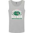 An Old Man With a Pool Cue Player Funny Mens Vest Tank Top Sports Grey