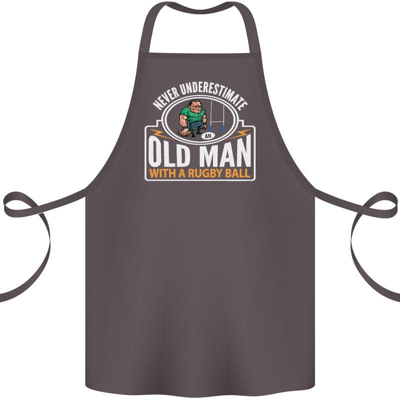 An Old Man With a Rugby Ball Player Funny Cotton Apron 100% Organic Dark Grey