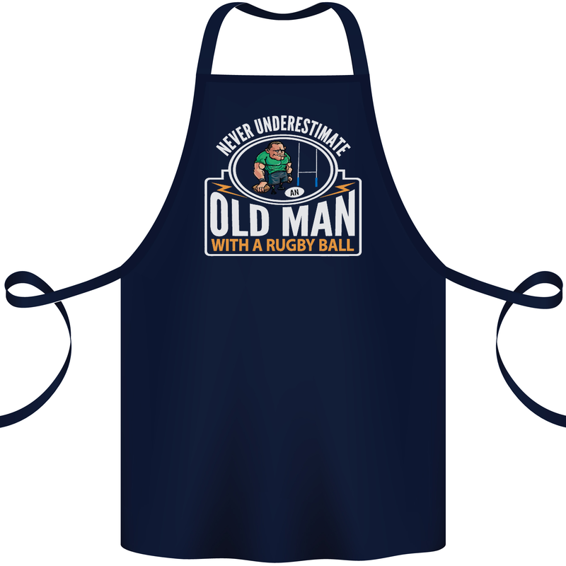 An Old Man With a Rugby Ball Player Funny Cotton Apron 100% Organic Navy Blue