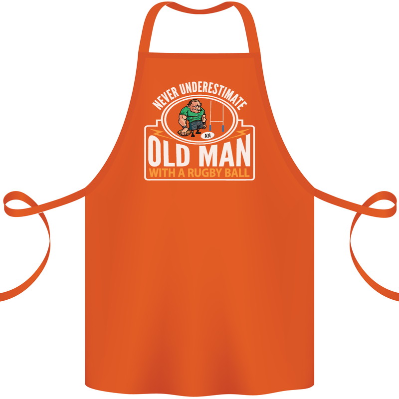 An Old Man With a Rugby Ball Player Funny Cotton Apron 100% Organic Orange