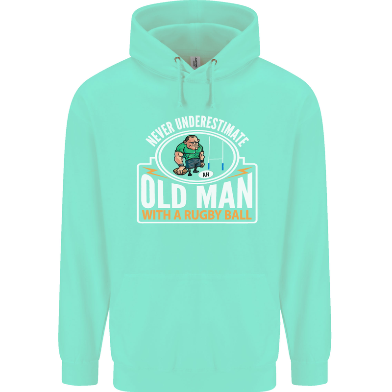 An Old Man With a Rugby Ball Player Funny Mens 80% Cotton Hoodie Peppermint