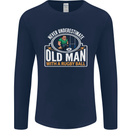 An Old Man With a Rugby Ball Player Funny Mens Long Sleeve T-Shirt Navy Blue
