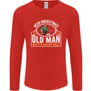 An Old Man With a Rugby Ball Player Funny Mens Long Sleeve T-Shirt Red