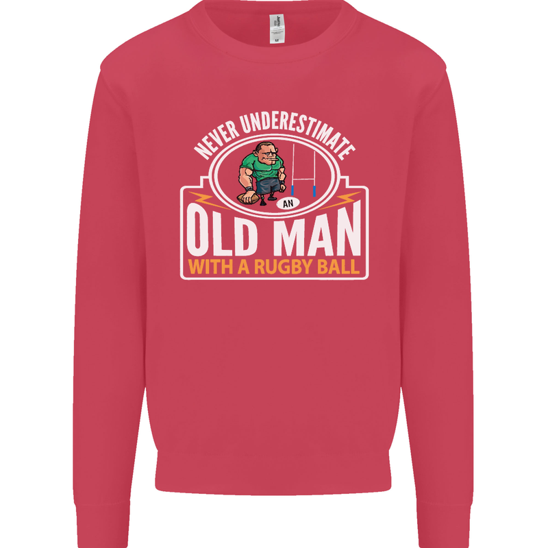 An Old Man With a Rugby Ball Player Funny Mens Sweatshirt Jumper Heliconia