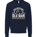 An Old Man With a Rugby Ball Player Funny Mens Sweatshirt Jumper Navy Blue