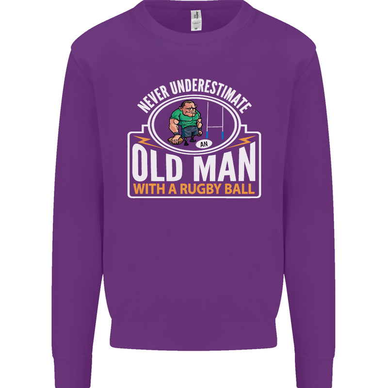 An Old Man With a Rugby Ball Player Funny Mens Sweatshirt Jumper Purple