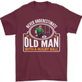 An Old Man With a Rugby Ball Player Funny Mens T-Shirt Cotton Gildan Maroon