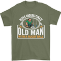 An Old Man With a Rugby Ball Player Funny Mens T-Shirt Cotton Gildan Military Green