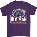 An Old Man With a Rugby Ball Player Funny Mens T-Shirt Cotton Gildan Purple