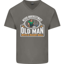 An Old Man With a Rugby Ball Player Funny Mens V-Neck Cotton T-Shirt Charcoal