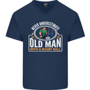 An Old Man With a Rugby Ball Player Funny Mens V-Neck Cotton T-Shirt Navy Blue