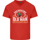 An Old Man With a Rugby Ball Player Funny Mens V-Neck Cotton T-Shirt Red