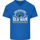 An Old Man With a Rugby Ball Player Funny Mens V-Neck Cotton T-Shirt Royal Blue