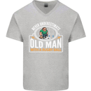 An Old Man With a Rugby Ball Player Funny Mens V-Neck Cotton T-Shirt Sports Grey