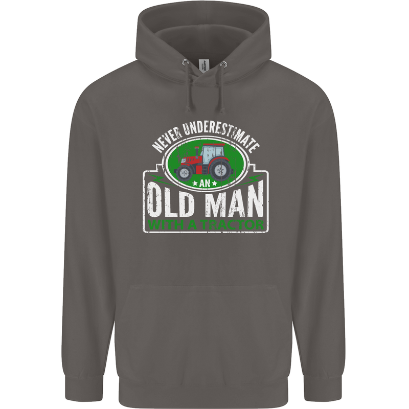 An Old Man With a Tractor Farmer Funny Mens 80% Cotton Hoodie Charcoal
