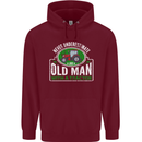 An Old Man With a Tractor Farmer Funny Mens 80% Cotton Hoodie Maroon