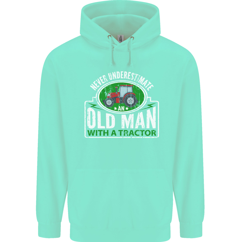 An Old Man With a Tractor Farmer Funny Mens 80% Cotton Hoodie Peppermint