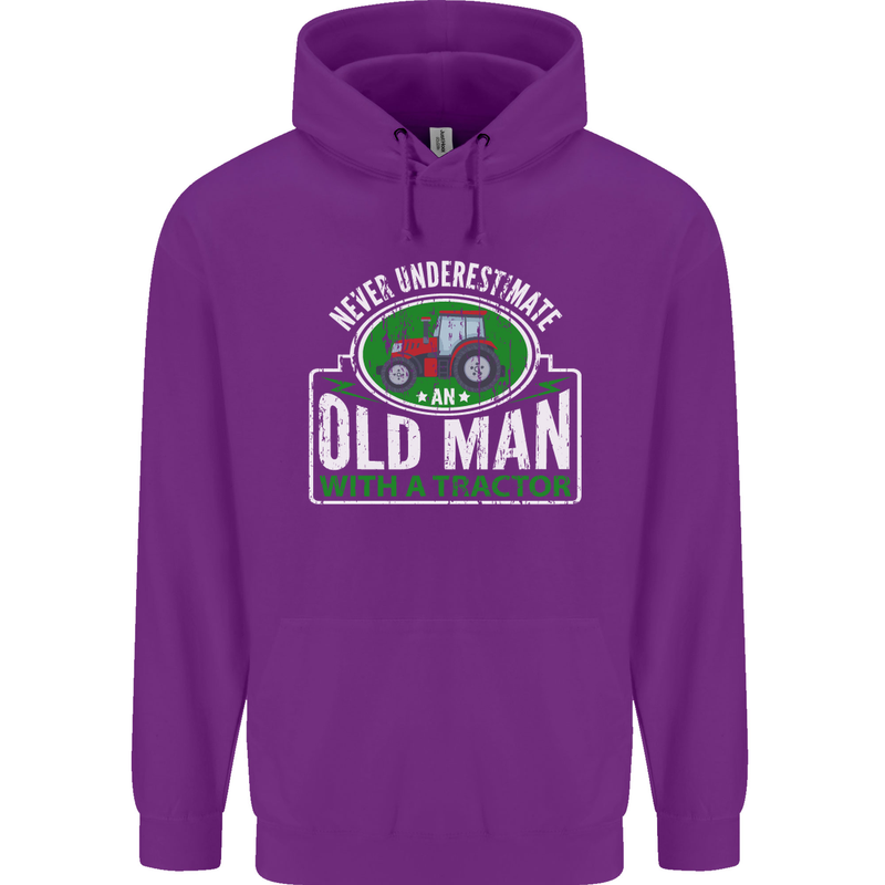 An Old Man With a Tractor Farmer Funny Mens 80% Cotton Hoodie Purple