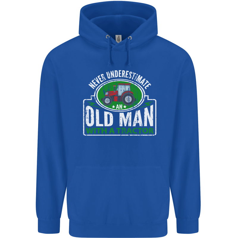 An Old Man With a Tractor Farmer Funny Mens 80% Cotton Hoodie Royal Blue