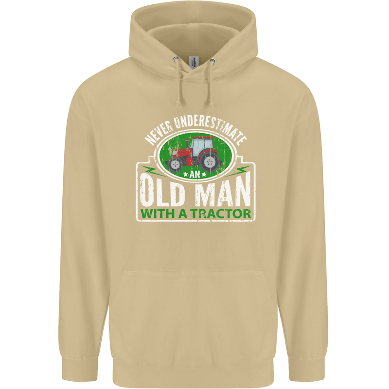 An Old Man With a Tractor Farmer Funny Mens 80% Cotton Hoodie Sand