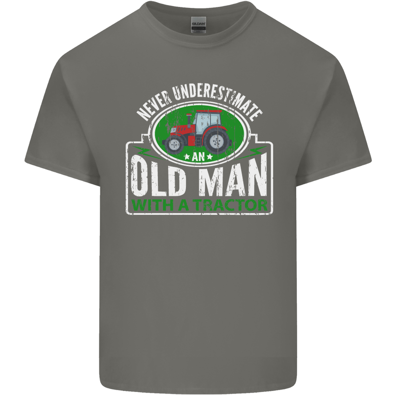 An Old Man With a Tractor Farmer Funny Mens Cotton T-Shirt Tee Top Charcoal