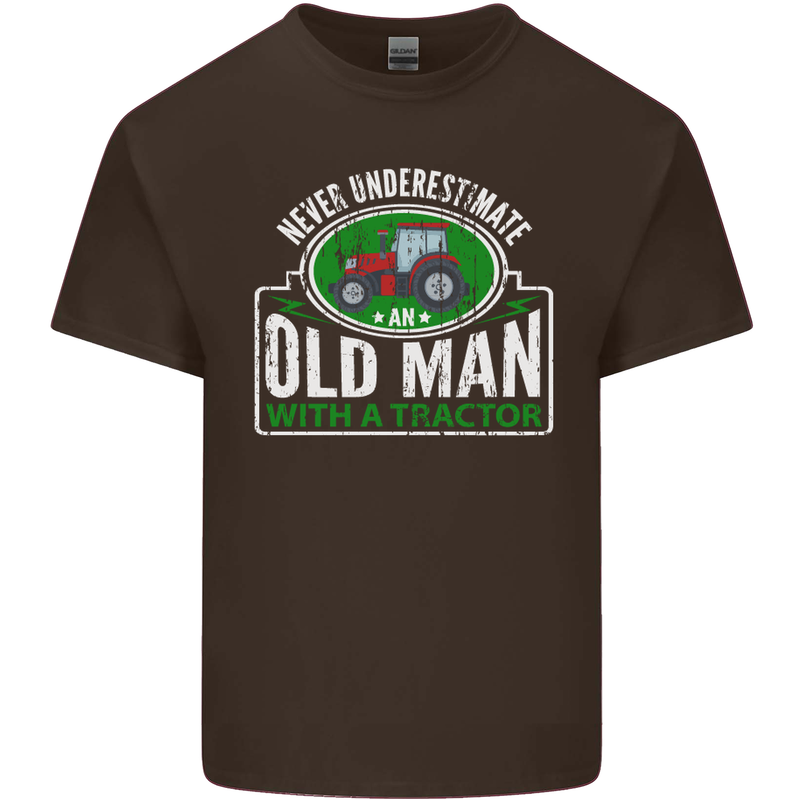 An Old Man With a Tractor Farmer Funny Mens Cotton T-Shirt Tee Top Dark Chocolate