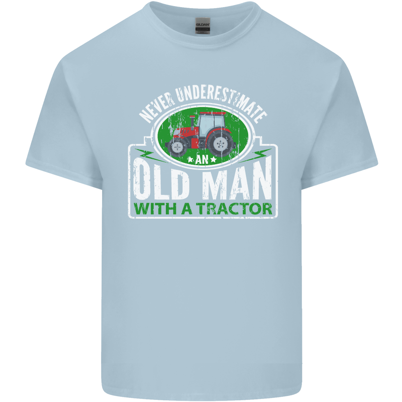 An Old Man With a Tractor Farmer Funny Mens Cotton T-Shirt Tee Top Light Blue