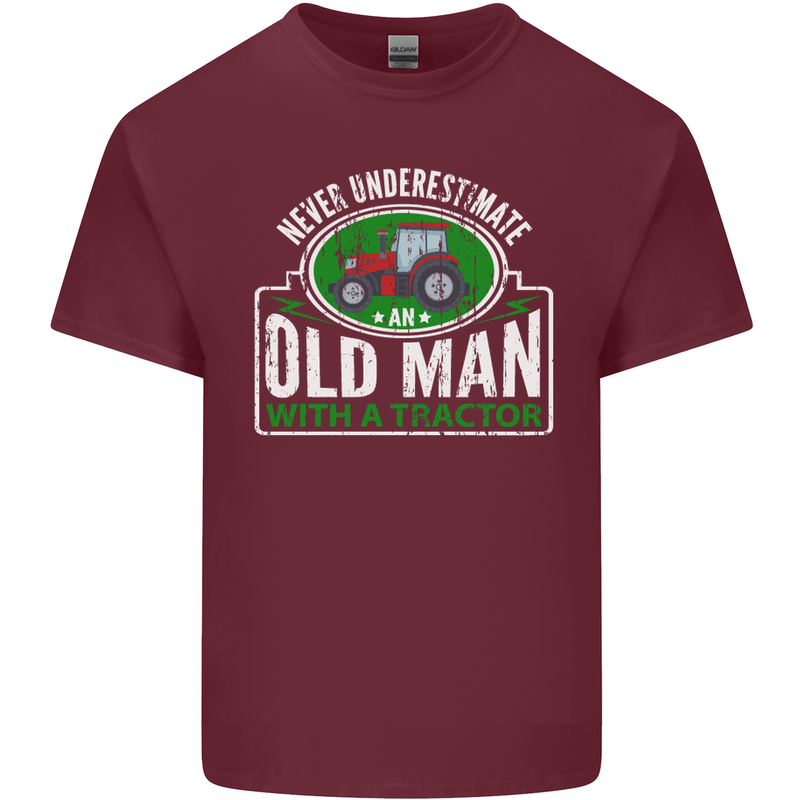 An Old Man With a Tractor Farmer Funny Mens Cotton T-Shirt Tee Top Maroon