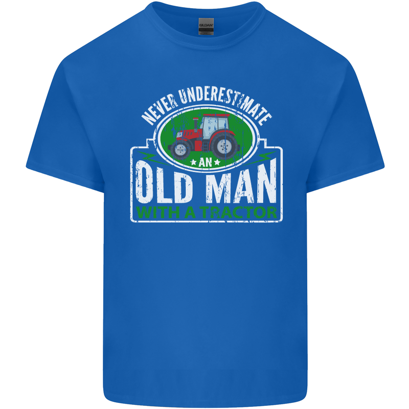 An Old Man With a Tractor Farmer Funny Mens Cotton T-Shirt Tee Top Royal Blue