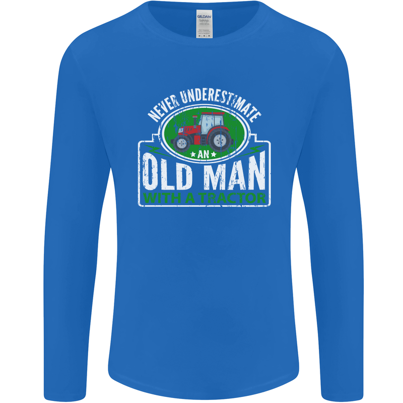 An Old Man With a Tractor Farmer Funny Mens Long Sleeve T-Shirt Royal Blue