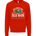 An Old Man With a Tractor Farmer Funny Mens Sweatshirt Jumper Bright Red