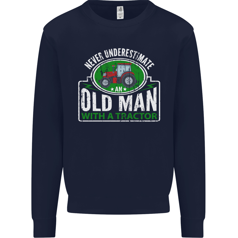 An Old Man With a Tractor Farmer Funny Mens Sweatshirt Jumper Navy Blue