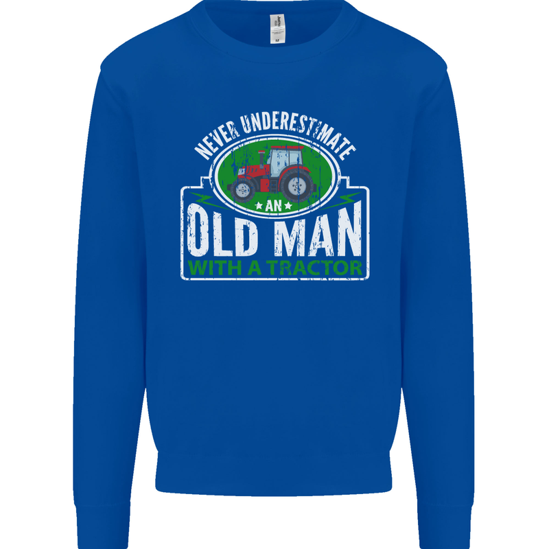 An Old Man With a Tractor Farmer Funny Mens Sweatshirt Jumper Royal Blue