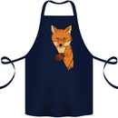 An Orange Fox Illustration Cotton Apron 100% Organic Navy Blue