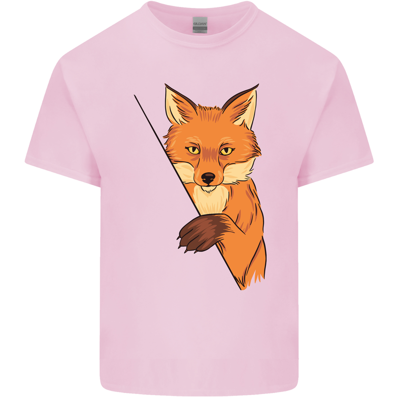 An Orange Fox Illustration Kids T-Shirt Childrens Light Pink