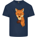 An Orange Fox Illustration Kids T-Shirt Childrens Navy Blue