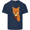 An Orange Fox Illustration Kids T-Shirt Childrens Navy Blue