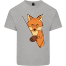 An Orange Fox Illustration Kids T-Shirt Childrens Sports Grey