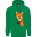 An Orange Fox Illustration Mens 80% Cotton Hoodie Irish Green