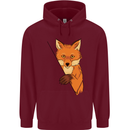 An Orange Fox Illustration Mens 80% Cotton Hoodie Maroon