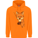 An Orange Fox Illustration Mens 80% Cotton Hoodie Orange