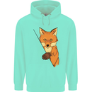 An Orange Fox Illustration Mens 80% Cotton Hoodie Peppermint