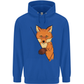 An Orange Fox Illustration Mens 80% Cotton Hoodie Royal Blue