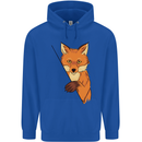 An Orange Fox Illustration Mens 80% Cotton Hoodie Royal Blue