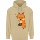 An Orange Fox Illustration Mens 80% Cotton Hoodie Sand