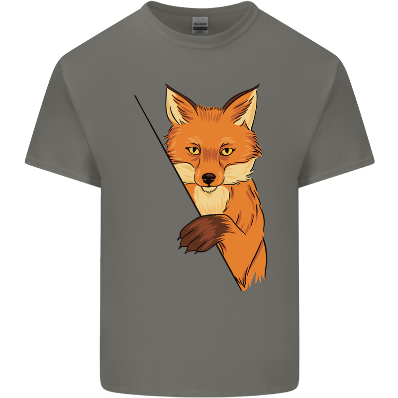 An Orange Fox Illustration Mens Cotton T-Shirt Tee Top Charcoal